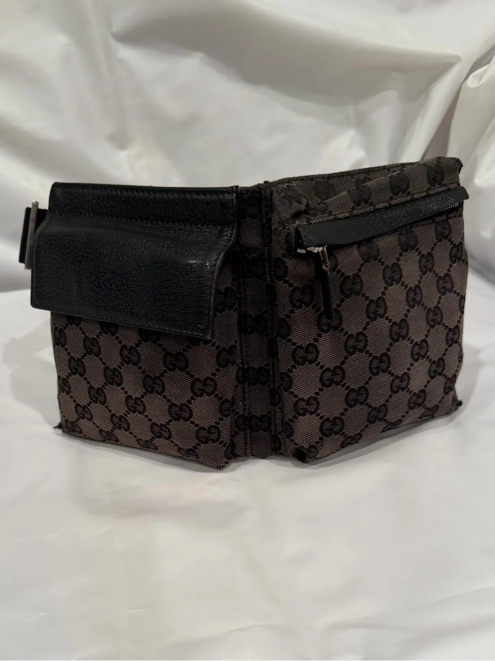 Gucci Black and Brown Monogram Belt Bag